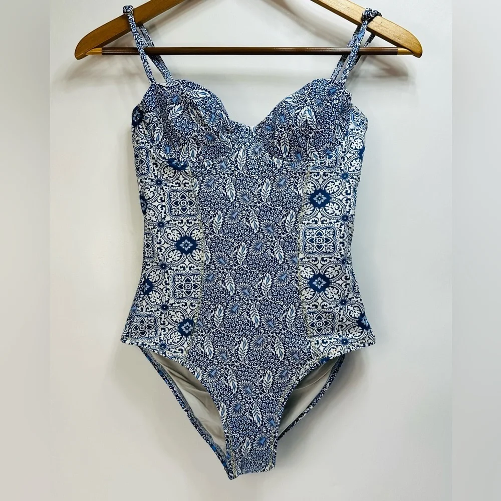 Ondademar Cassia One Piece blue white Geometric print size Small